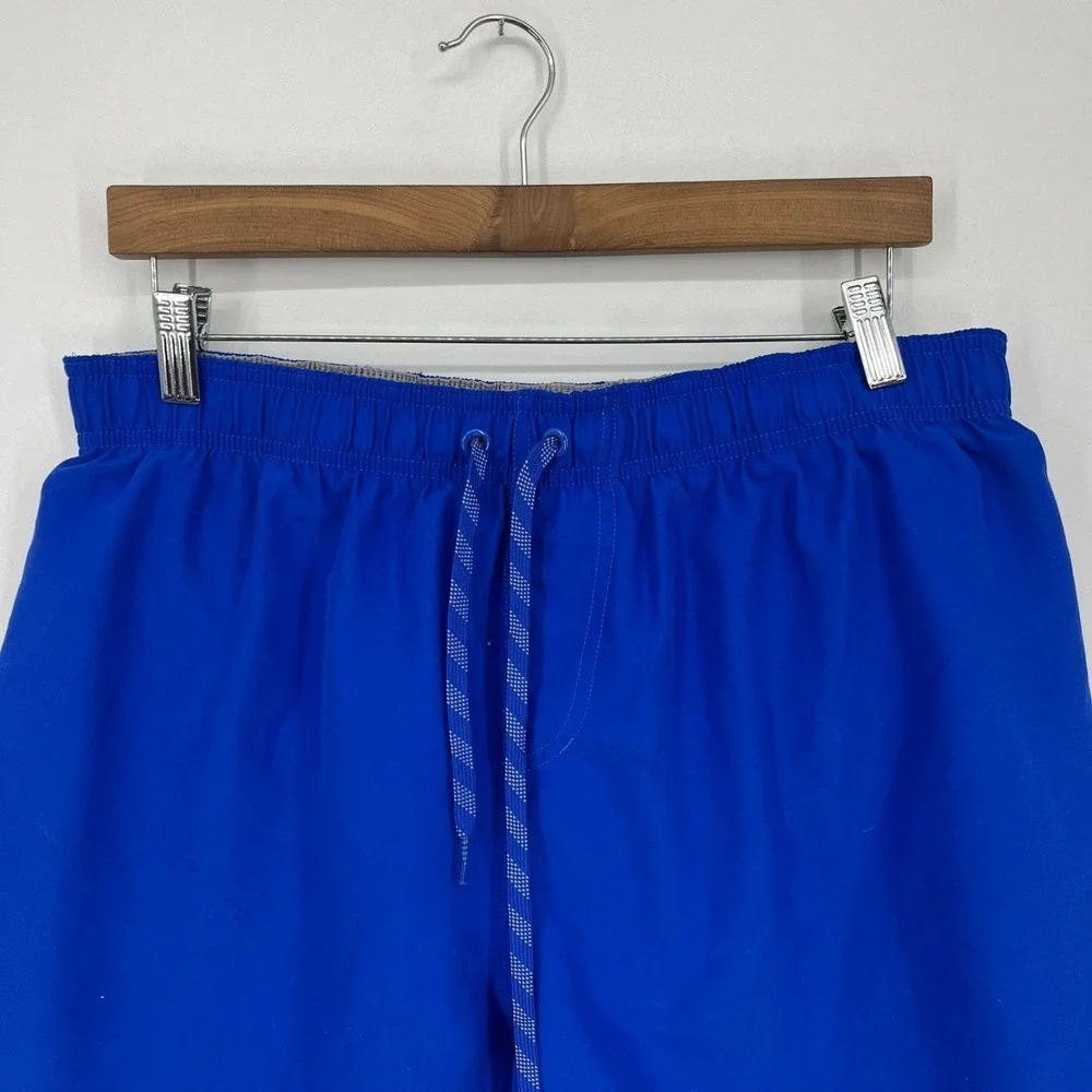 Nike‎ Swim Trunks Men's Size L Blue Mesh Lined Drawstring Swoosh Logo